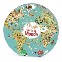 Janod - Puzzle Geant Enfant - Grande Carte Du Monde Des Animaux 300 Pieces  ( 99 X 69 Cm) - Collection Mappemonde Janod - Geographique - Jeu Educatifs  - Nouveaute - Animaux - Rue du Commerce
